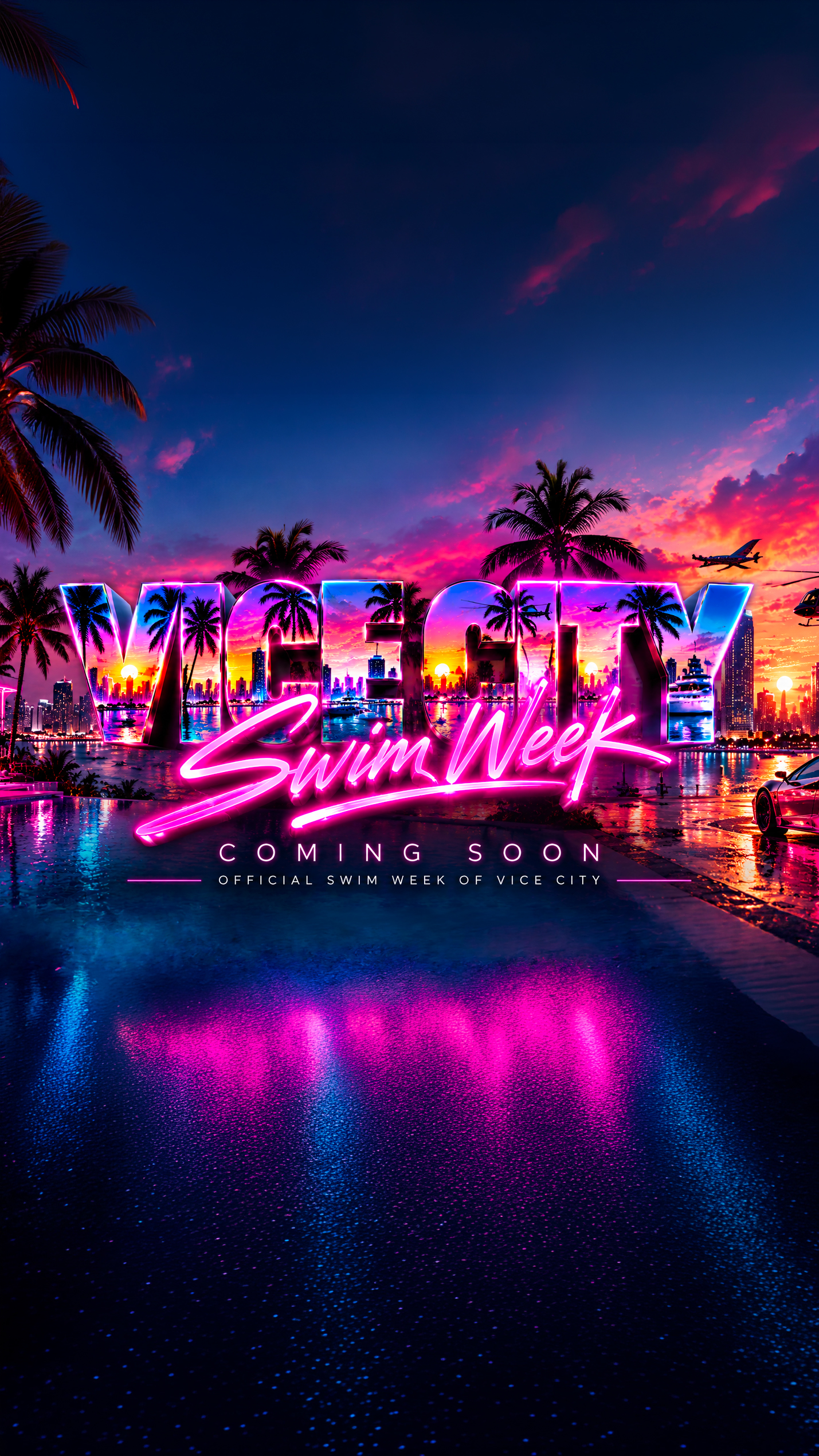 VICE CITY Swim Week. Coming Soon. Official Swim Week of Vice City.